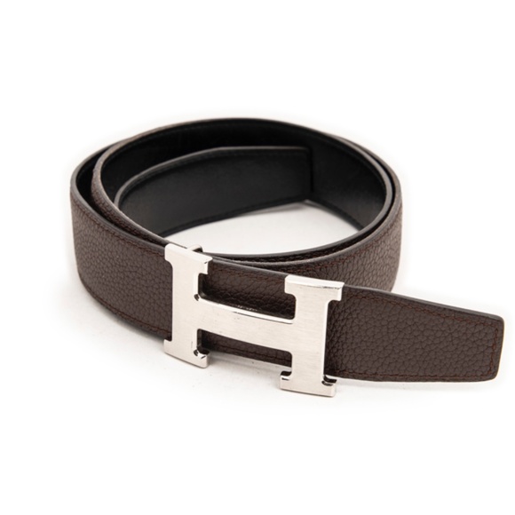 AUTHENTIC Hermès 32mm H Leather Belt - Silver Buckle - Picture 2 of 8